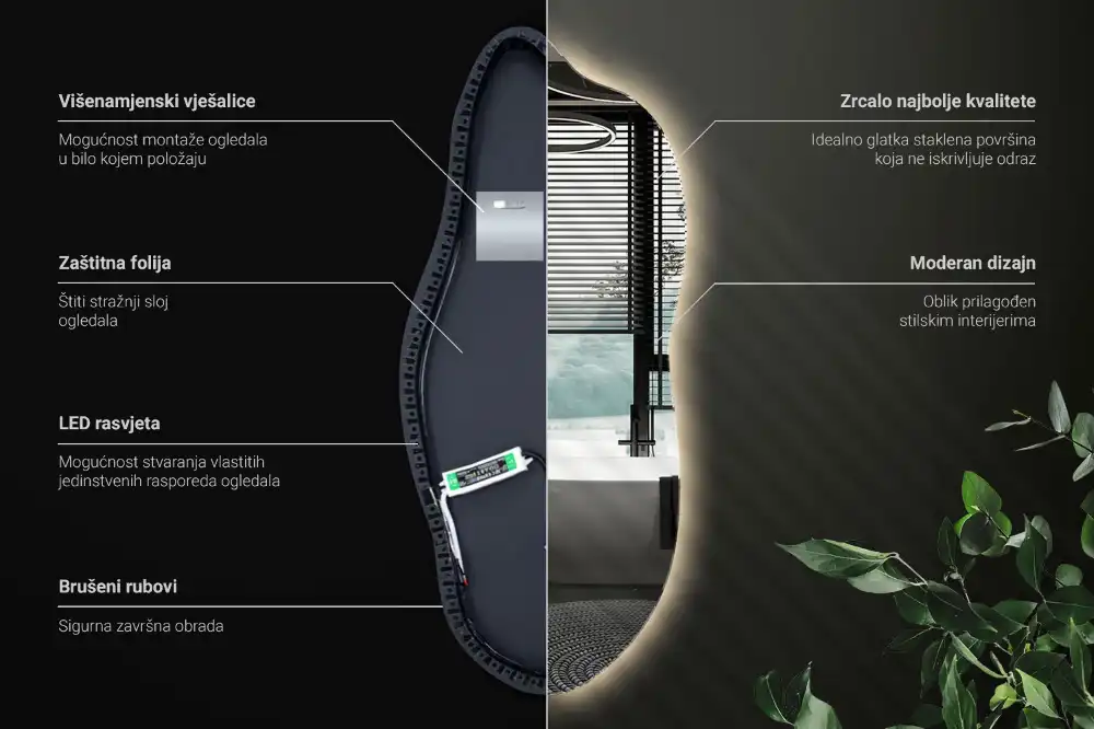 Organic shape led backlit mirror stylish