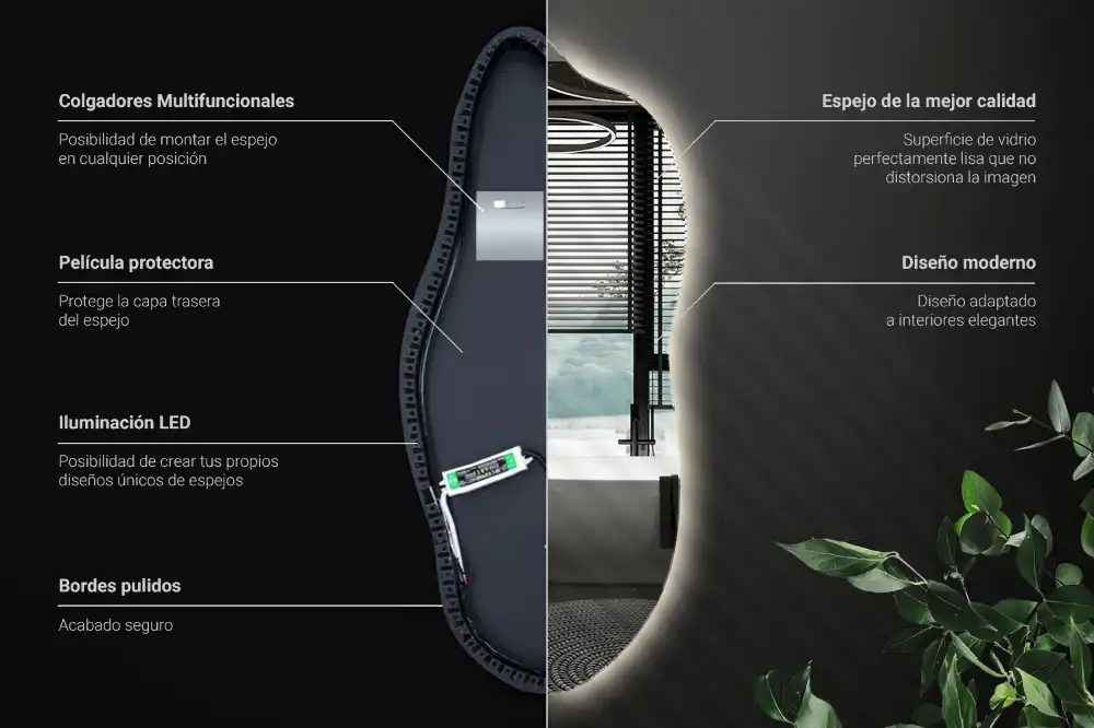 Organic shape led backlit mirror stylish