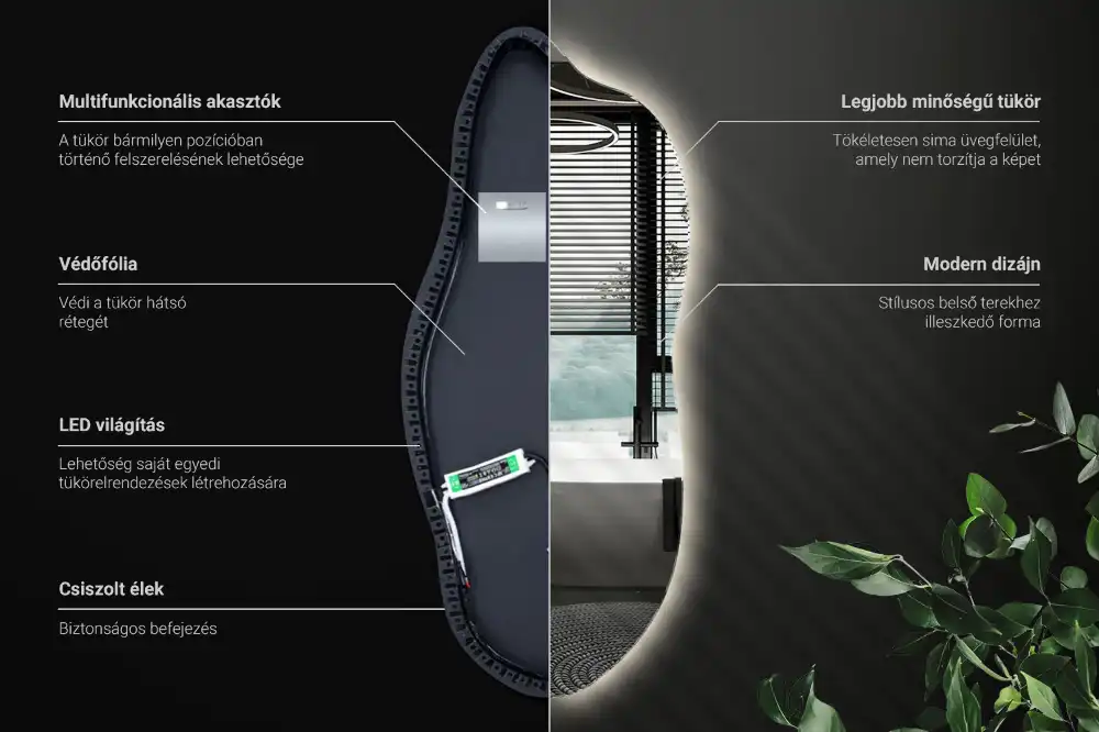 Organic shape led backlit mirror stylish