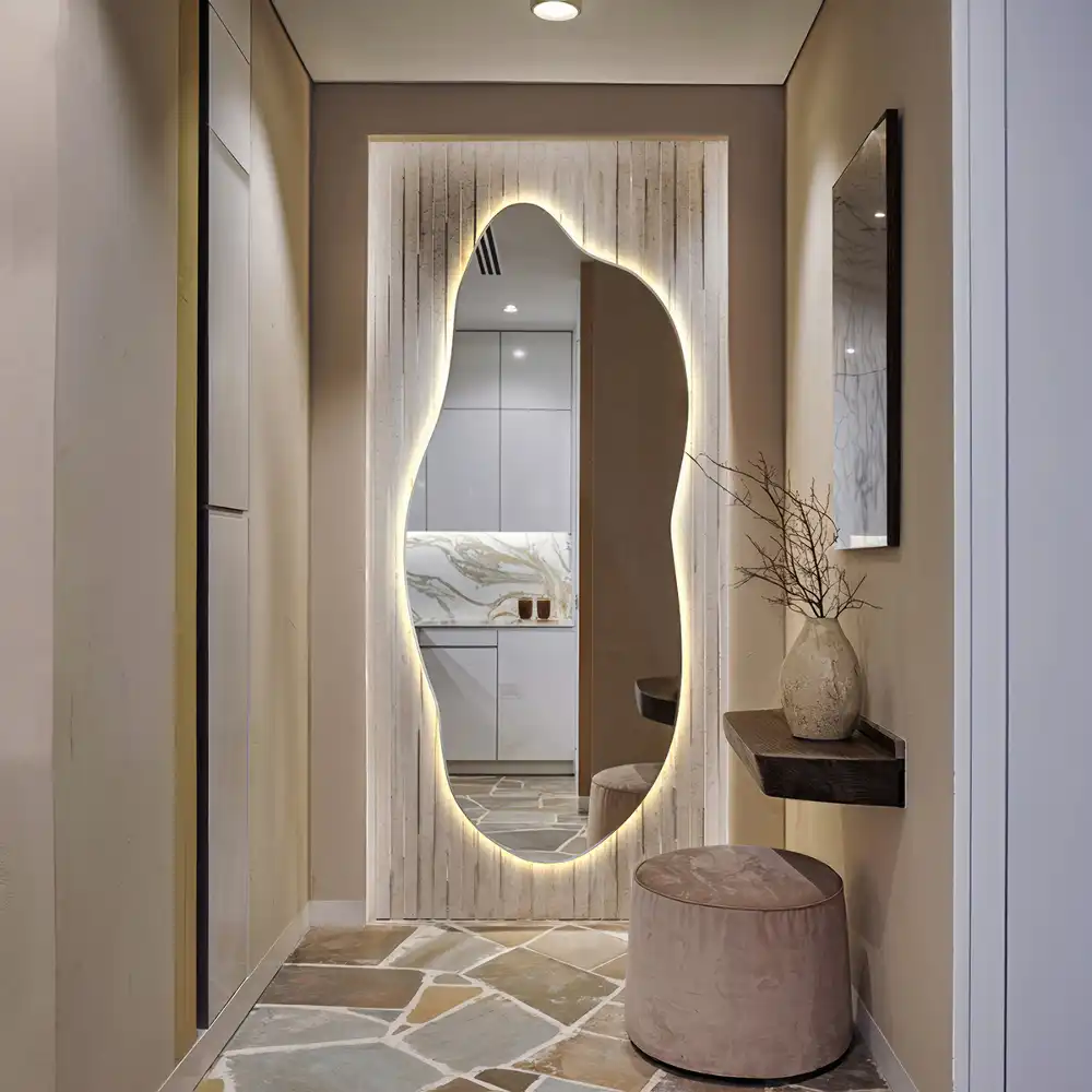 Organic shape led backlit mirror stylish