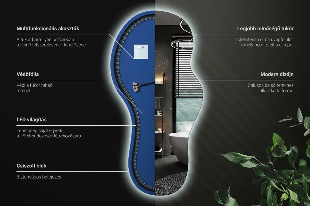 Elegant irregular shaped wall mounted LED mirror