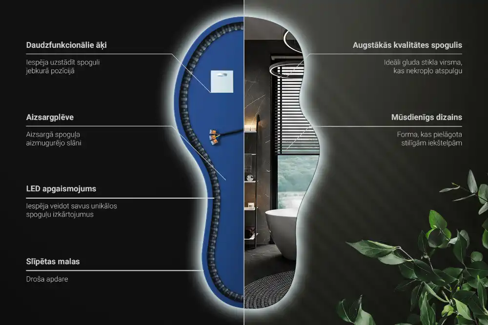 Elegant irregular shaped wall mounted LED mirror