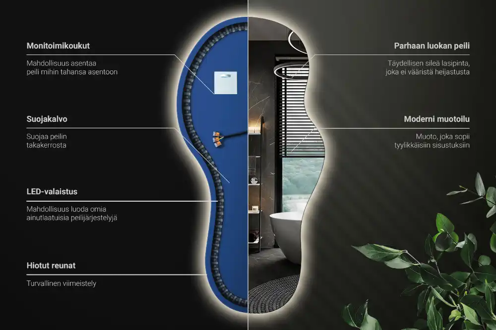 Elegant irregular shaped wall mounted LED mirror