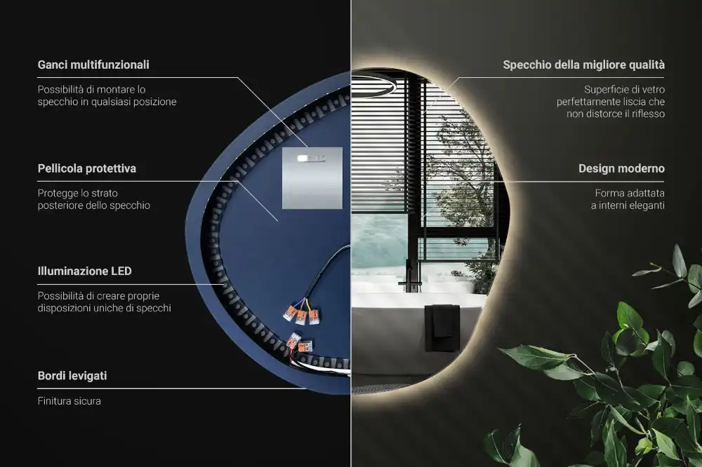 Irregular led mirror cloud-shaped