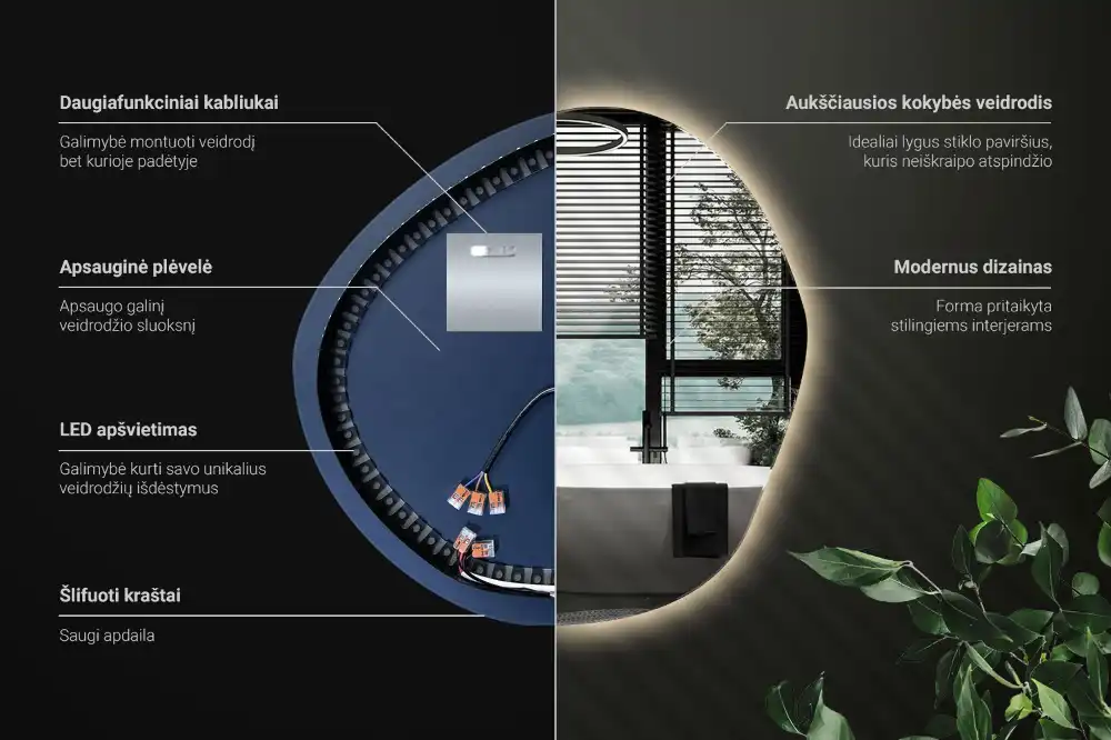 Irregular led mirror cloud-shaped