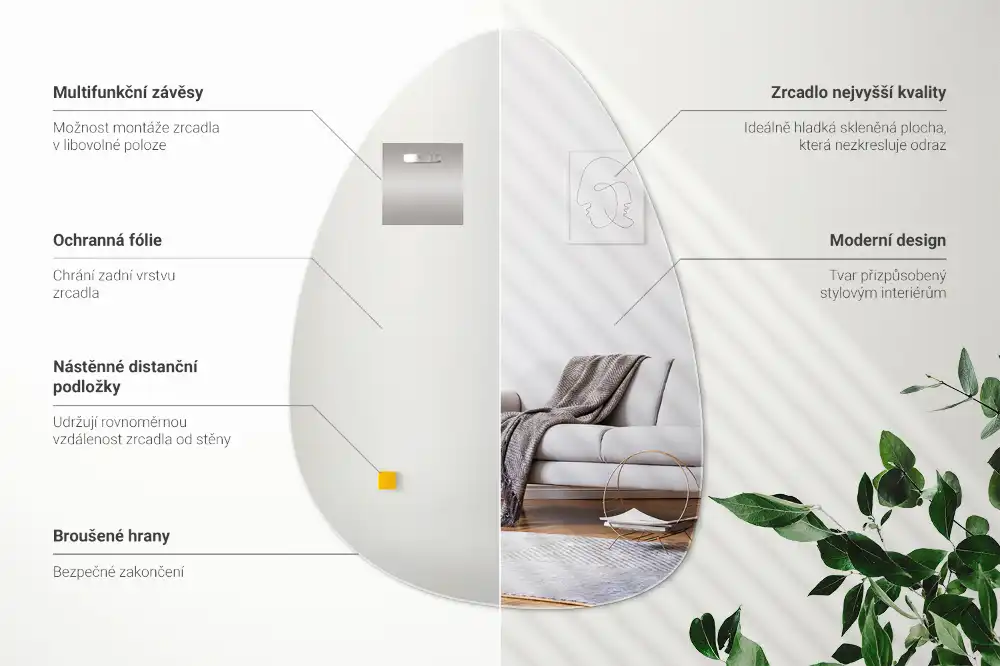 Organic egg-shaped mirror