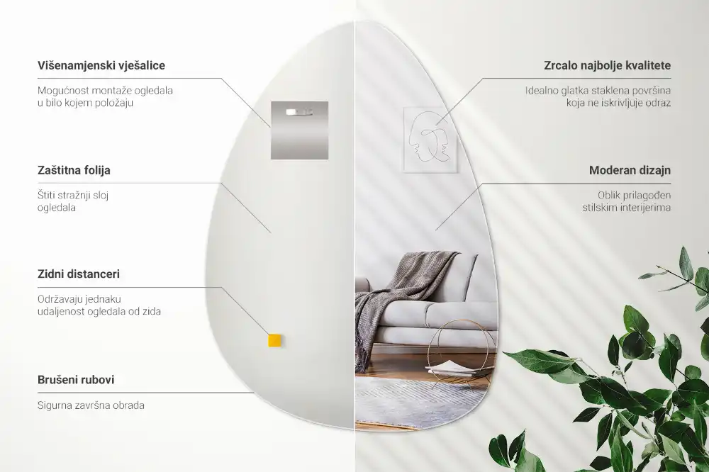 Organic egg-shaped mirror