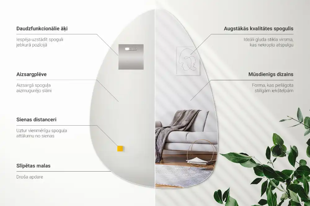 Organic egg-shaped mirror
