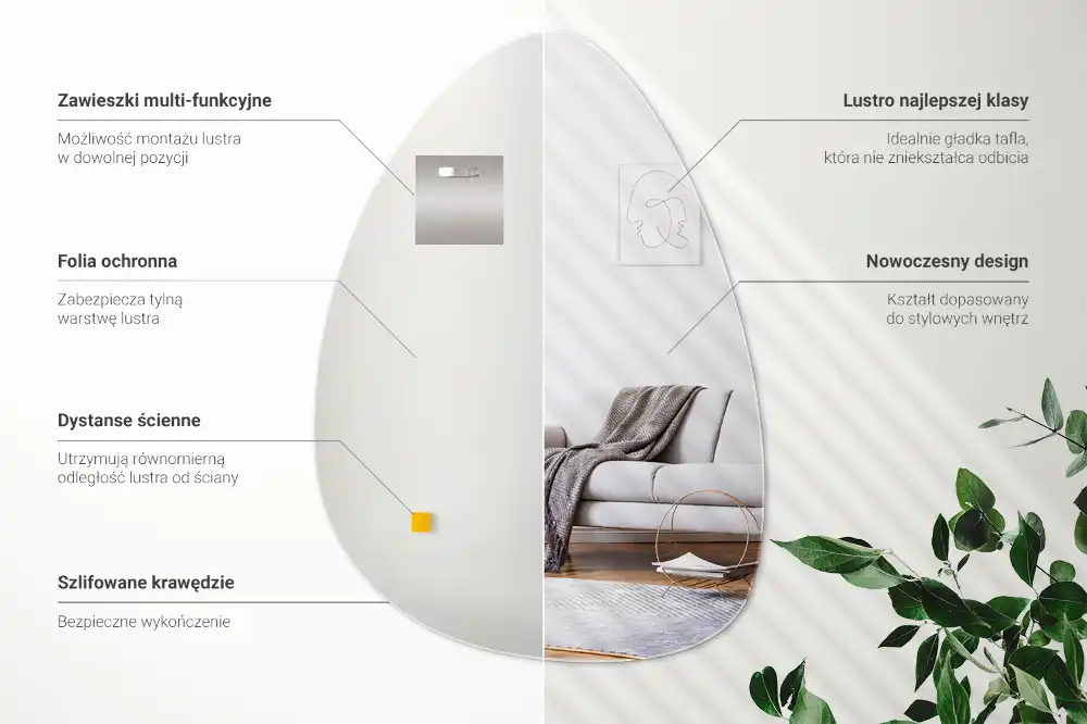 Organic egg-shaped mirror