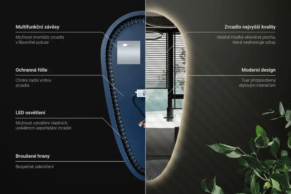 Teardrop led mirror unique