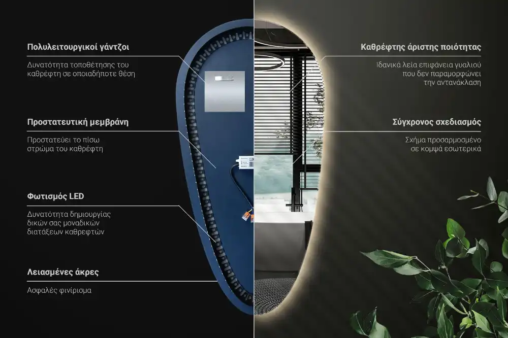 Teardrop led mirror unique