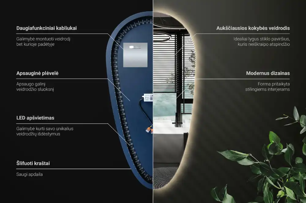 Teardrop led mirror unique