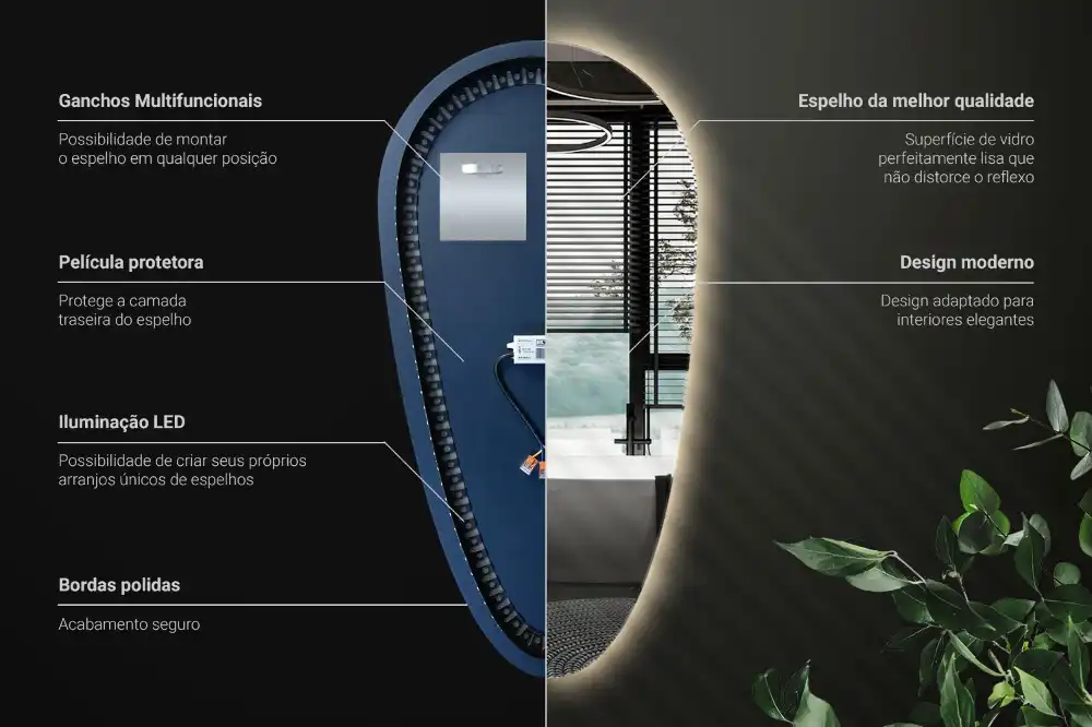 Teardrop led mirror unique