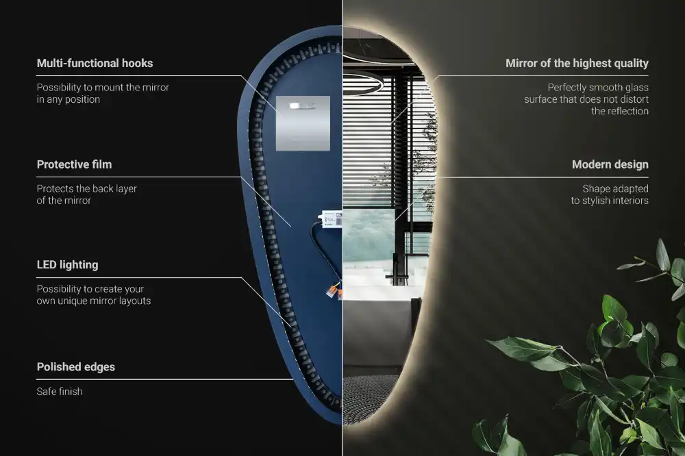 Teardrop led mirror unique