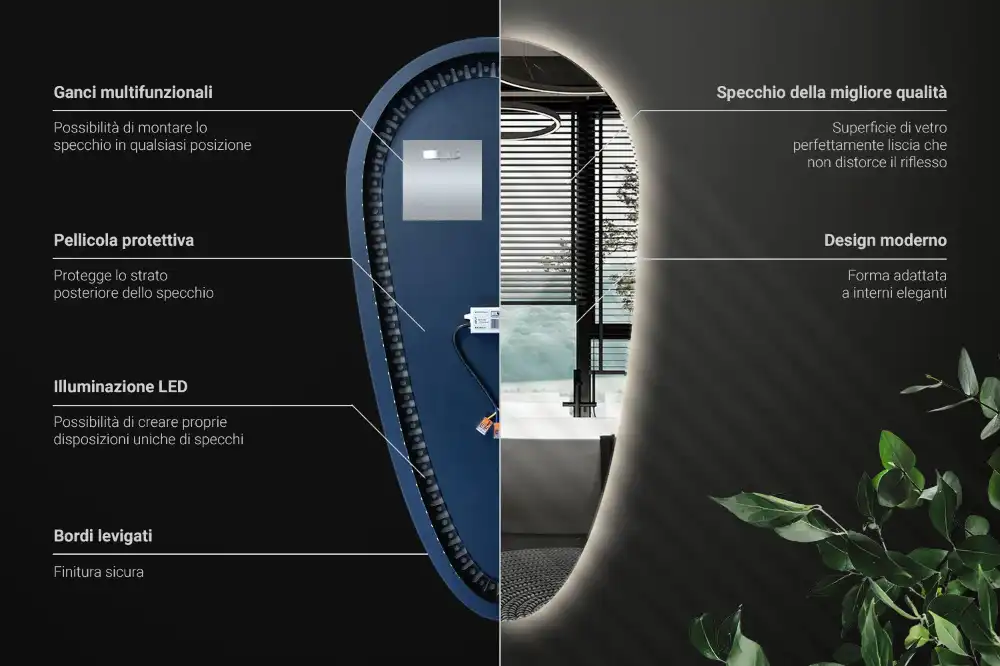 Teardrop led mirror unique