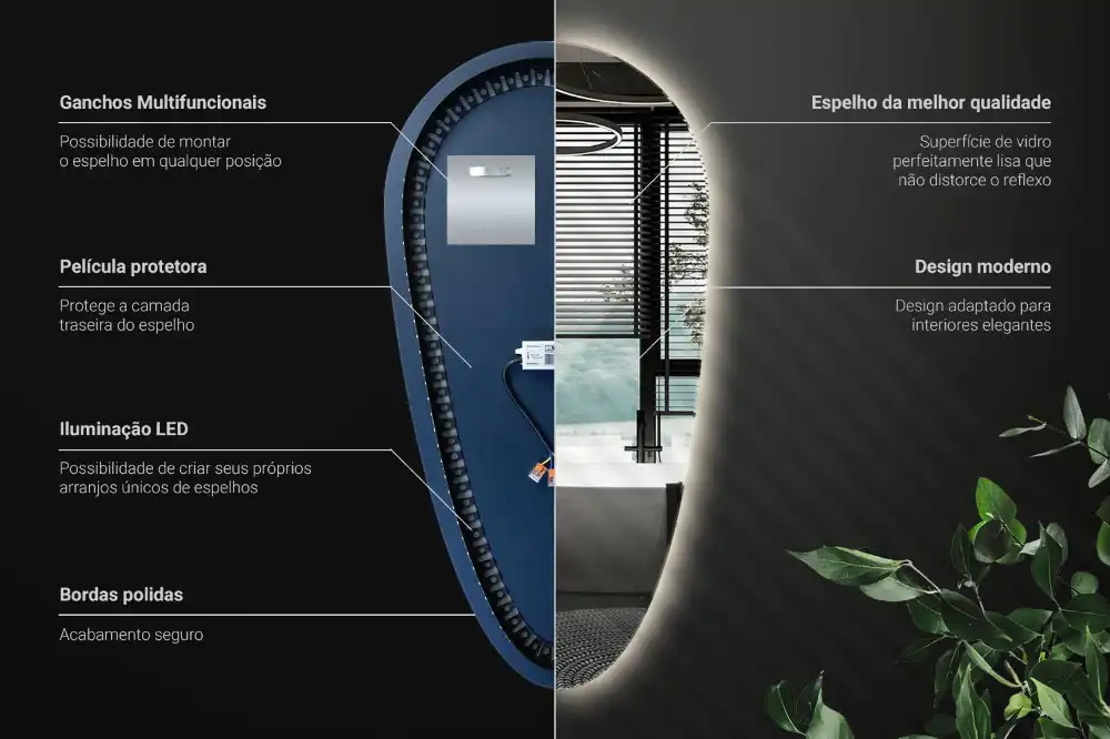 Teardrop led mirror unique