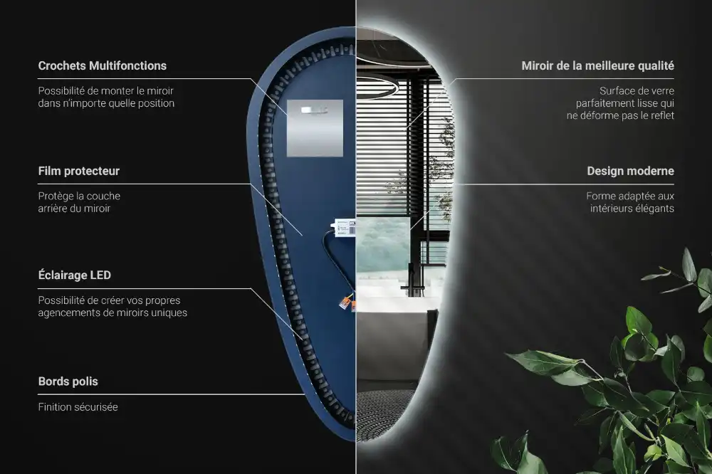 Teardrop led mirror unique