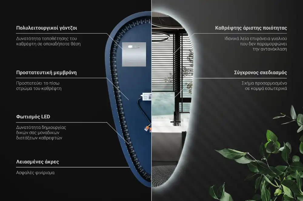 Teardrop led mirror unique