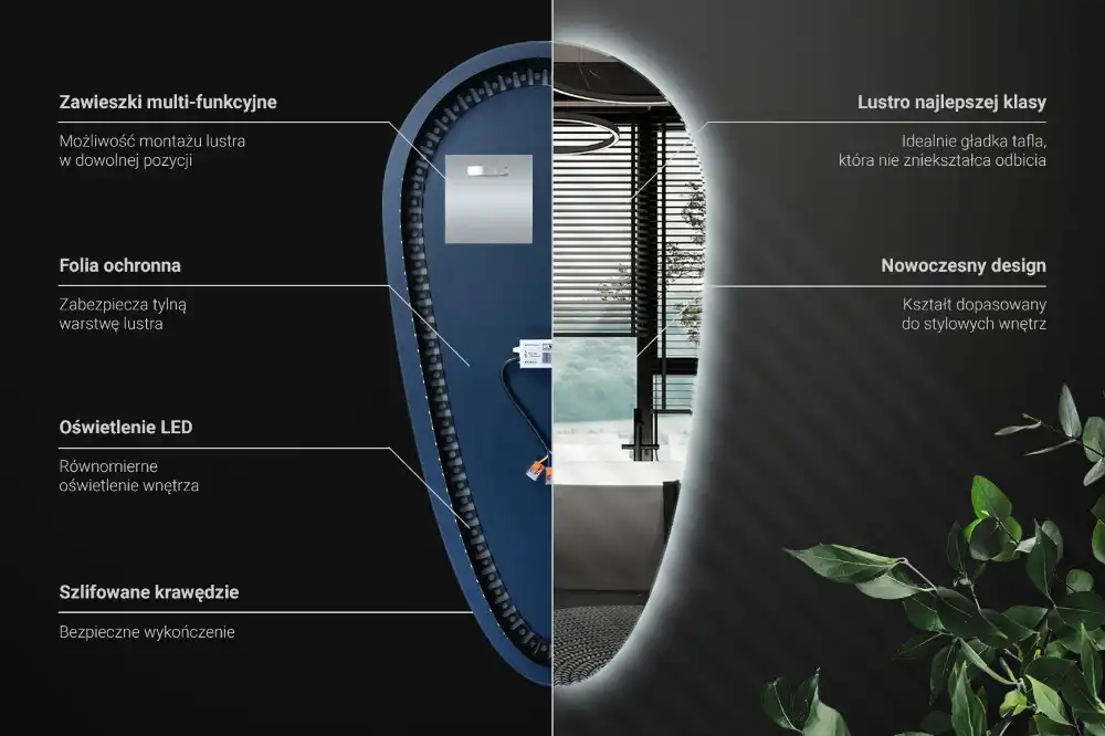 Teardrop led mirror unique