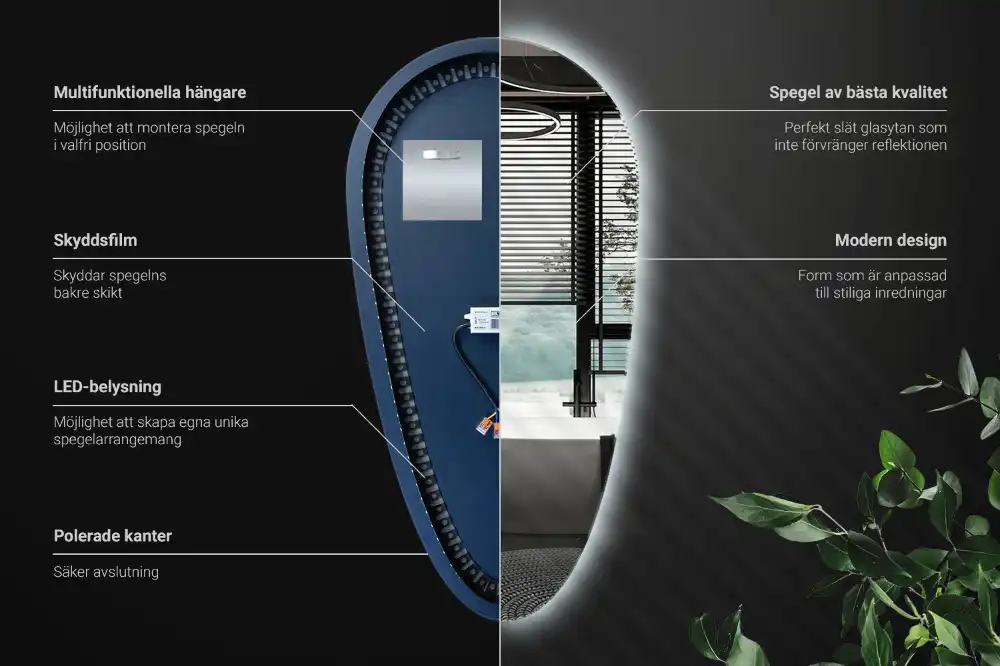 Teardrop led mirror unique