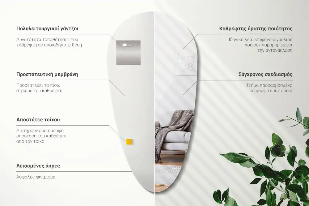 Drop shape mirror irregular