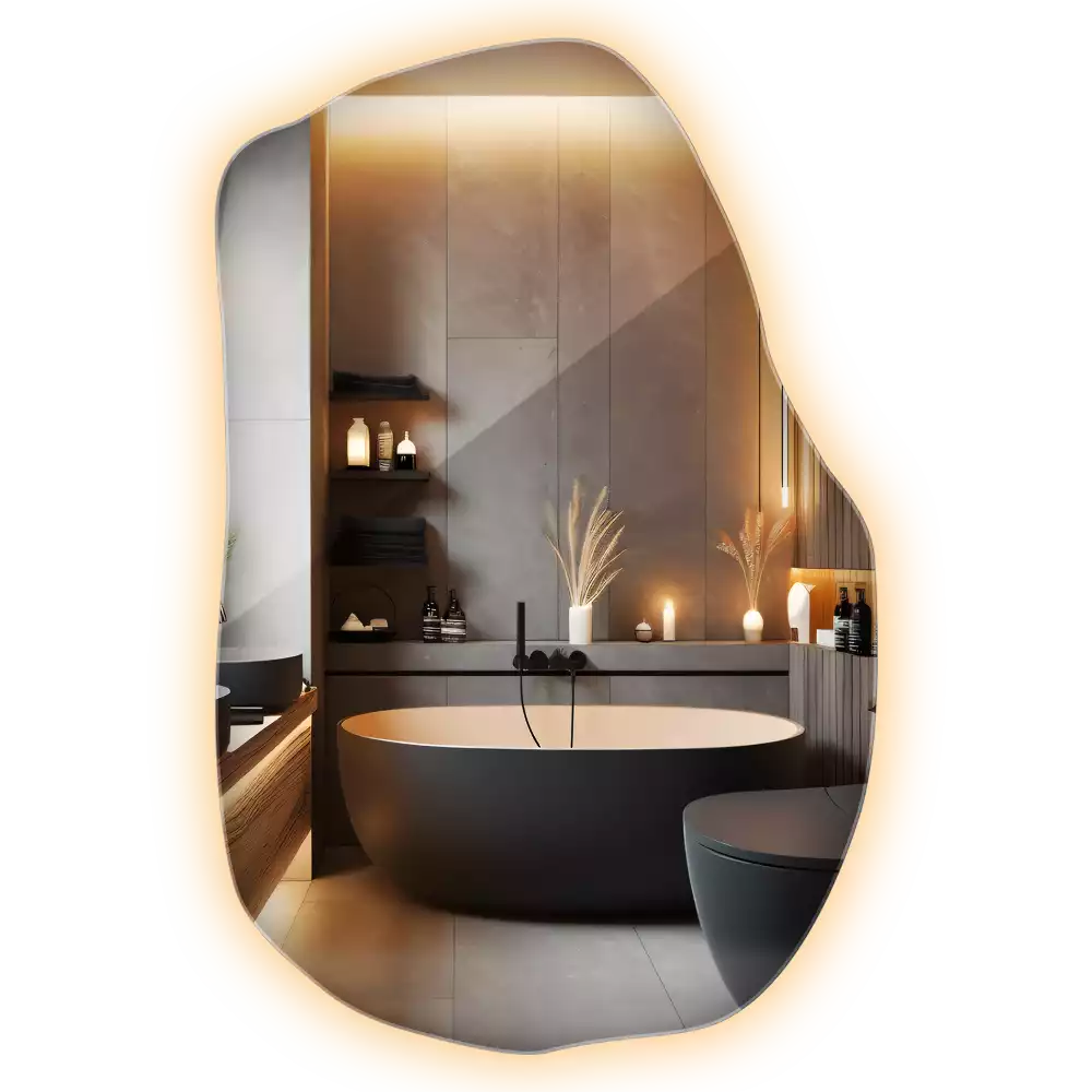 Unusual shaped led light mirror frameless modern