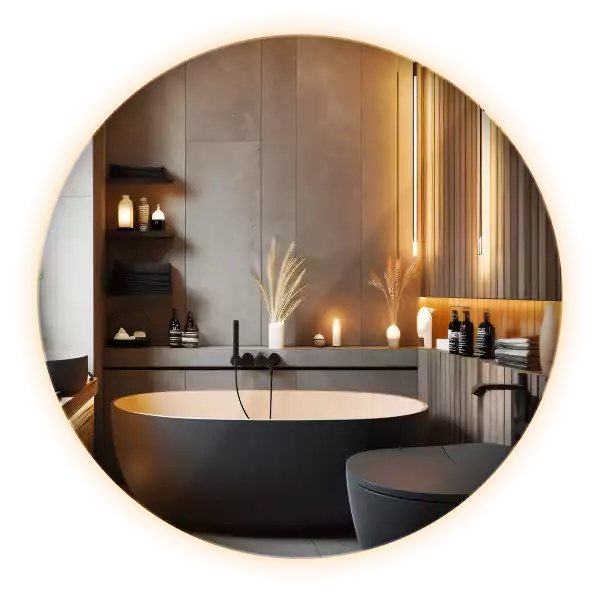 Round mirror modern with LED light