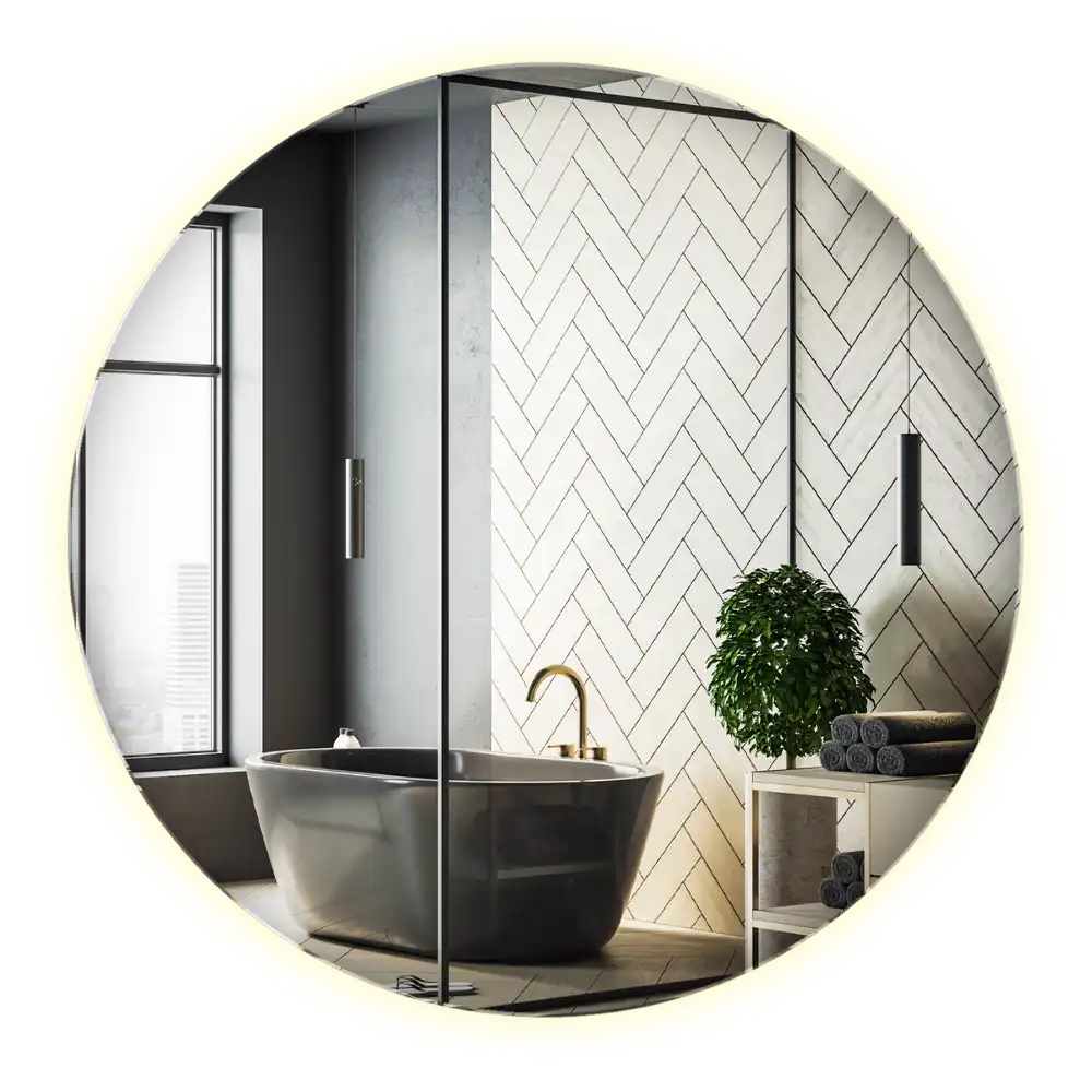 Round mirror modern with LED light
