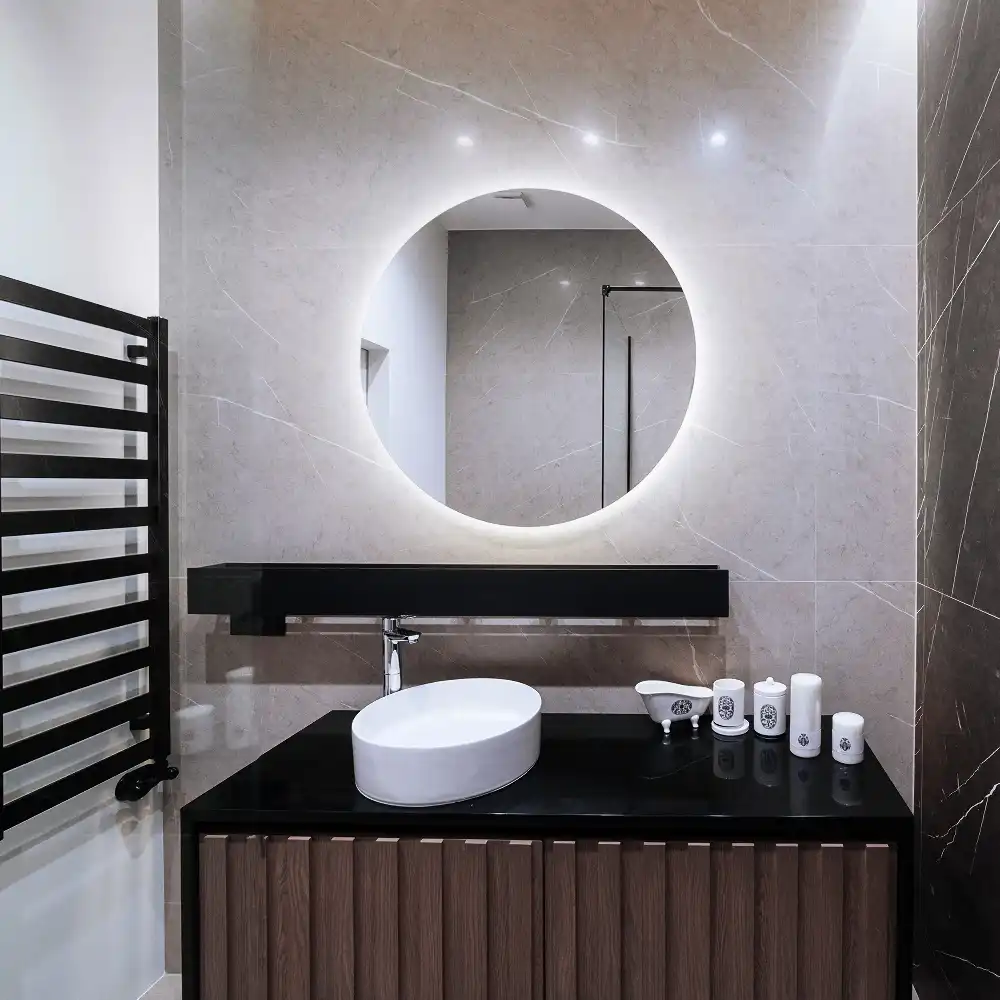 Round mirror modern with LED light