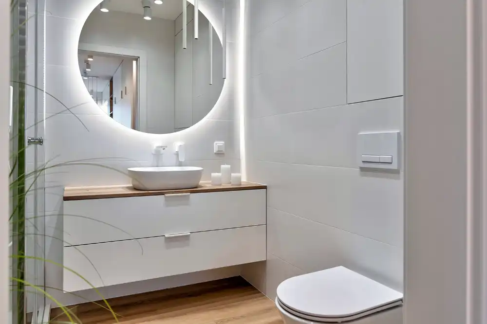 Round mirror modern with LED light