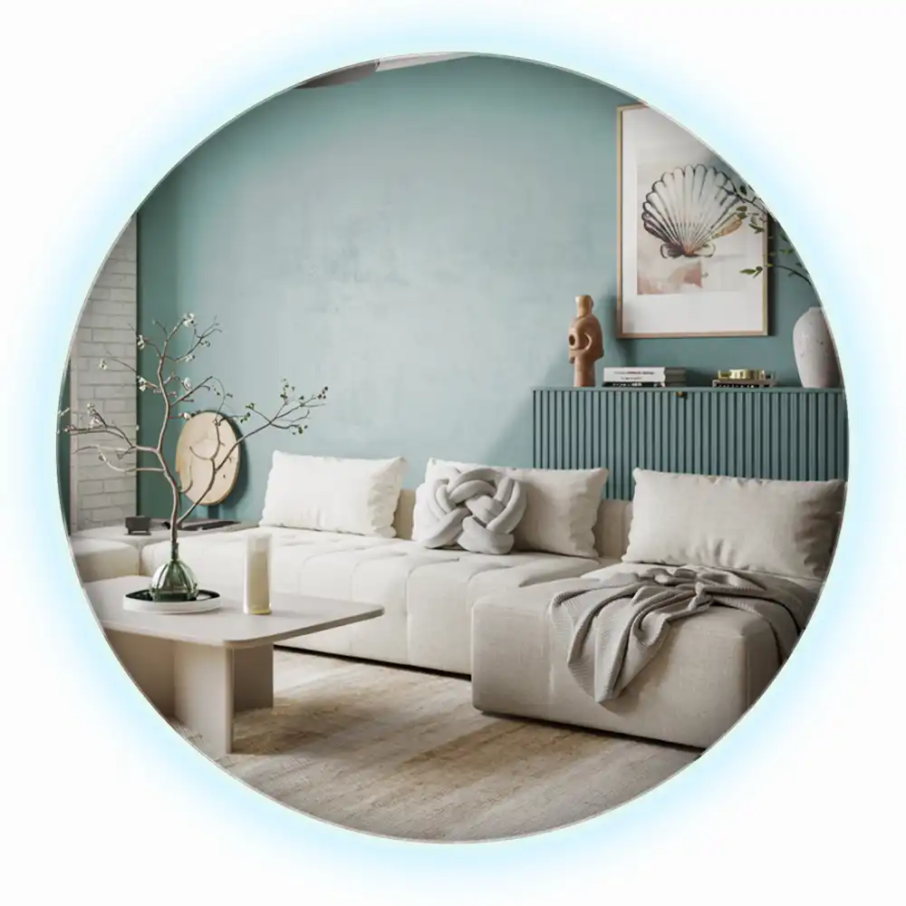 Round mirror modern with LED light