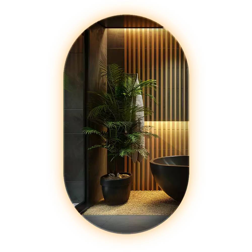 LED oval mirror decorative hanging