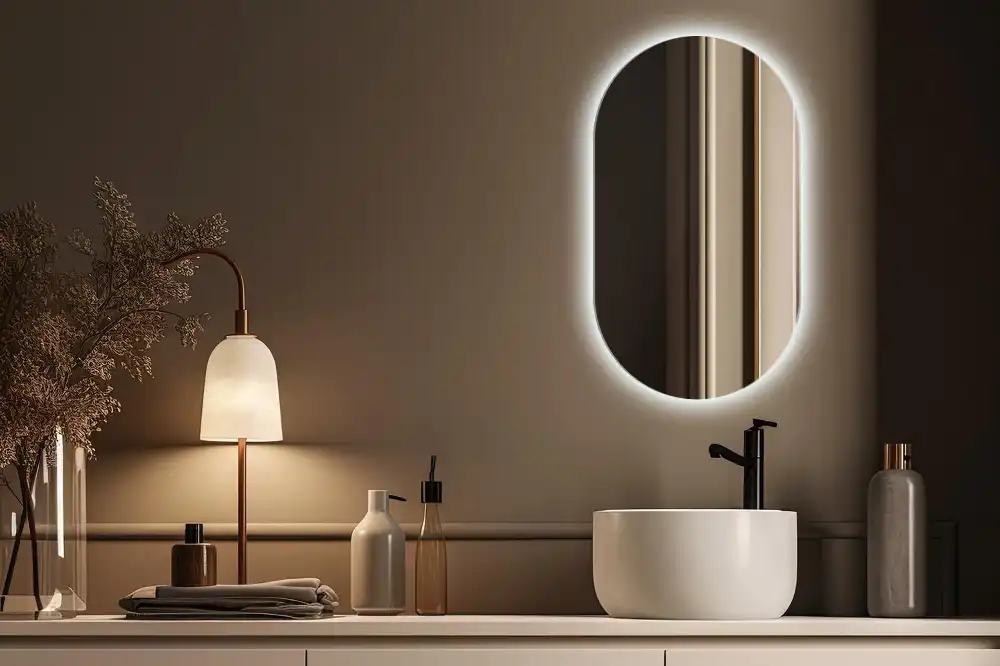 LED oval mirror decorative hanging