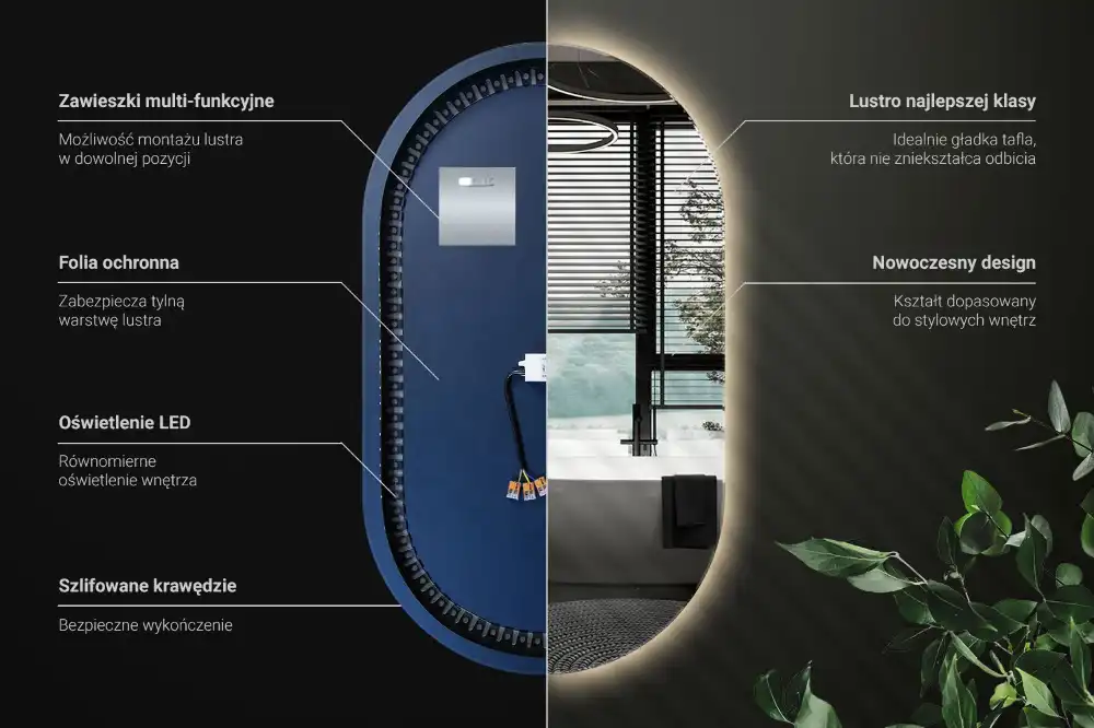 LED oval mirror decorative hanging