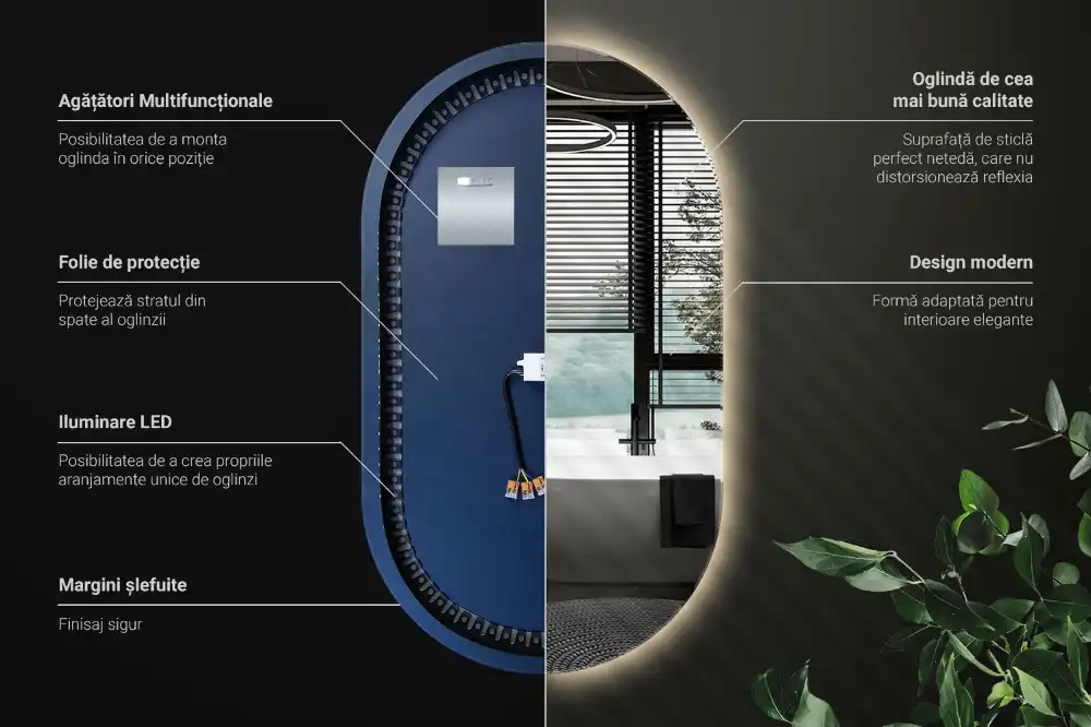 LED oval mirror decorative hanging