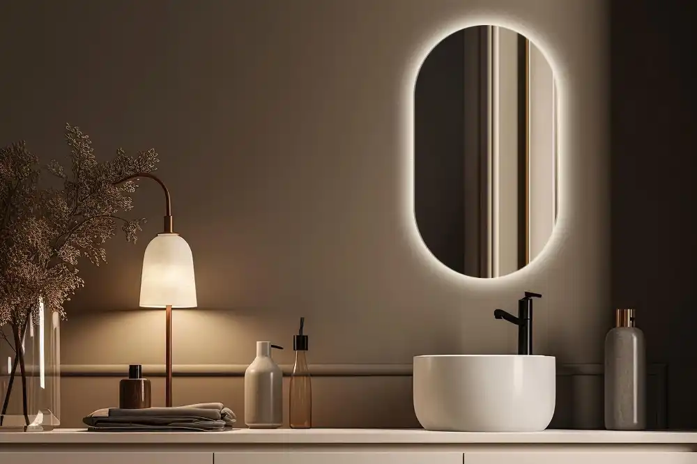 LED oval mirror decorative hanging