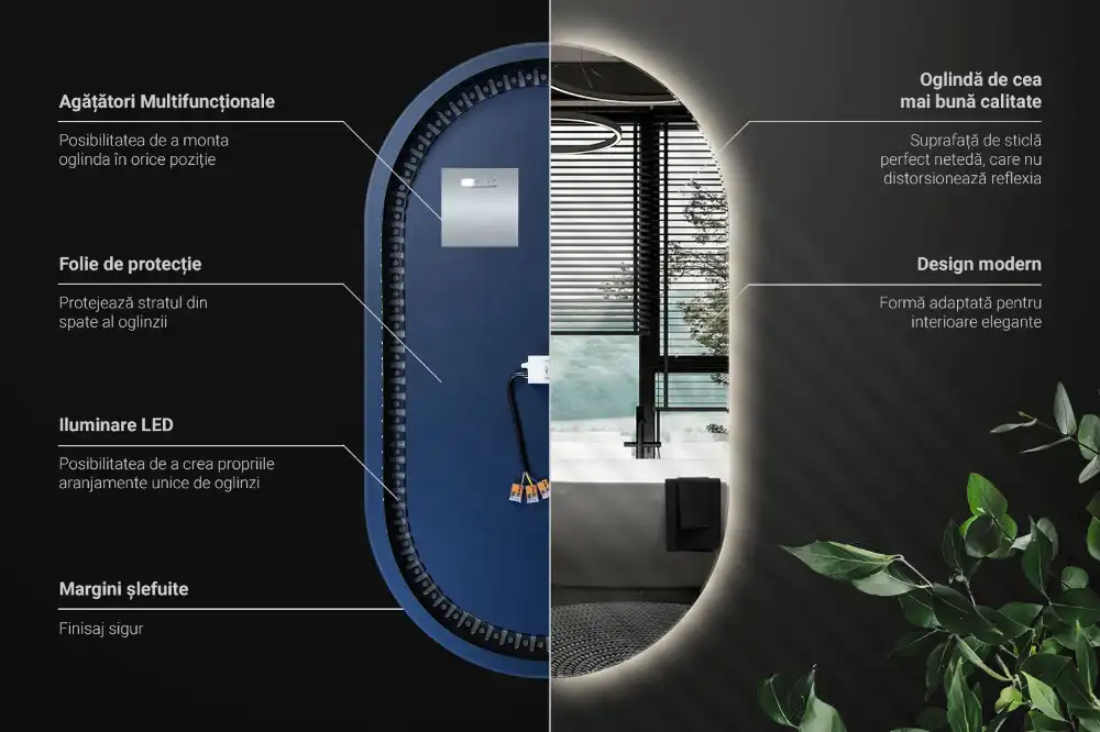 LED oval mirror decorative hanging
