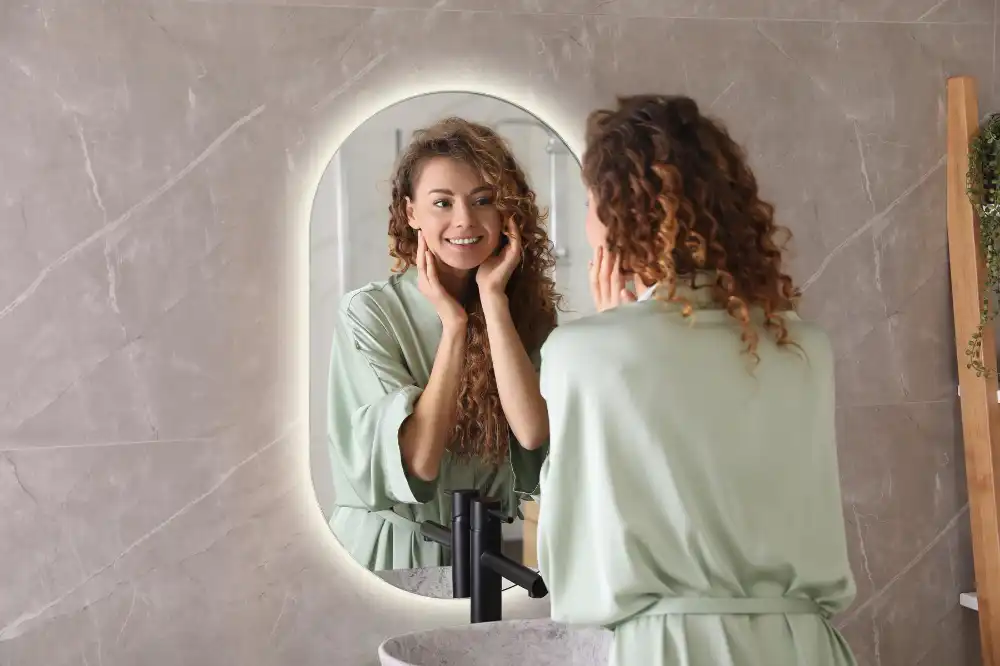 LED oval mirror decorative hanging