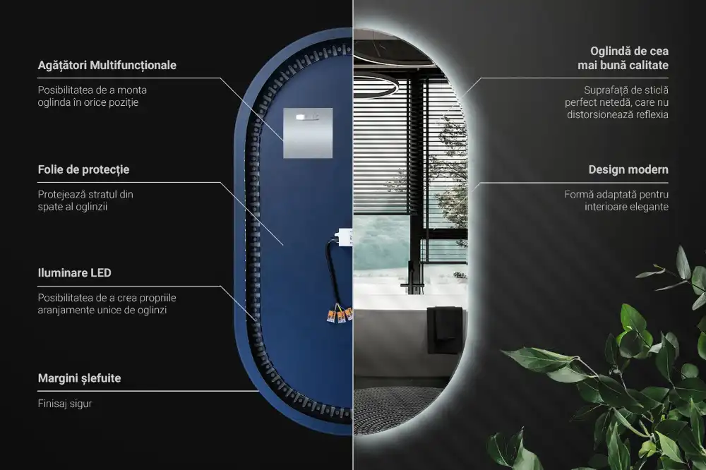 LED oval mirror decorative hanging