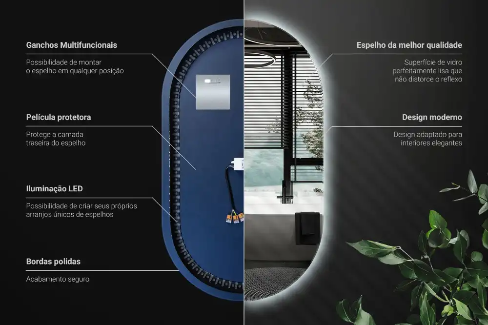 LED oval mirror decorative hanging