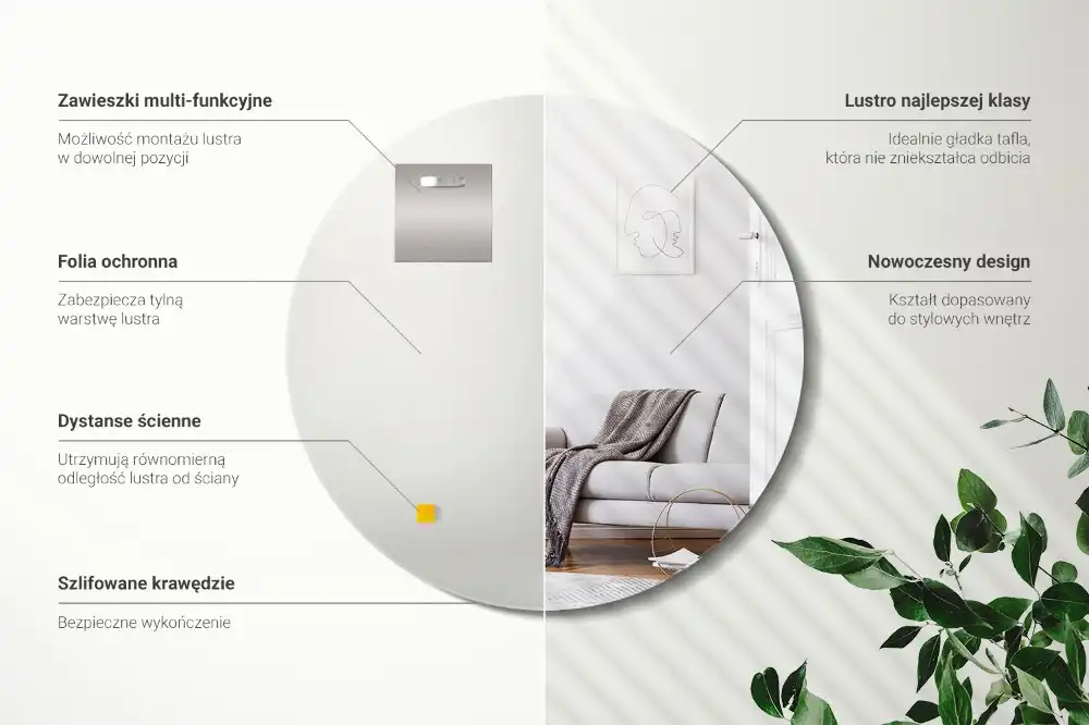 Round decorative mirror without frame