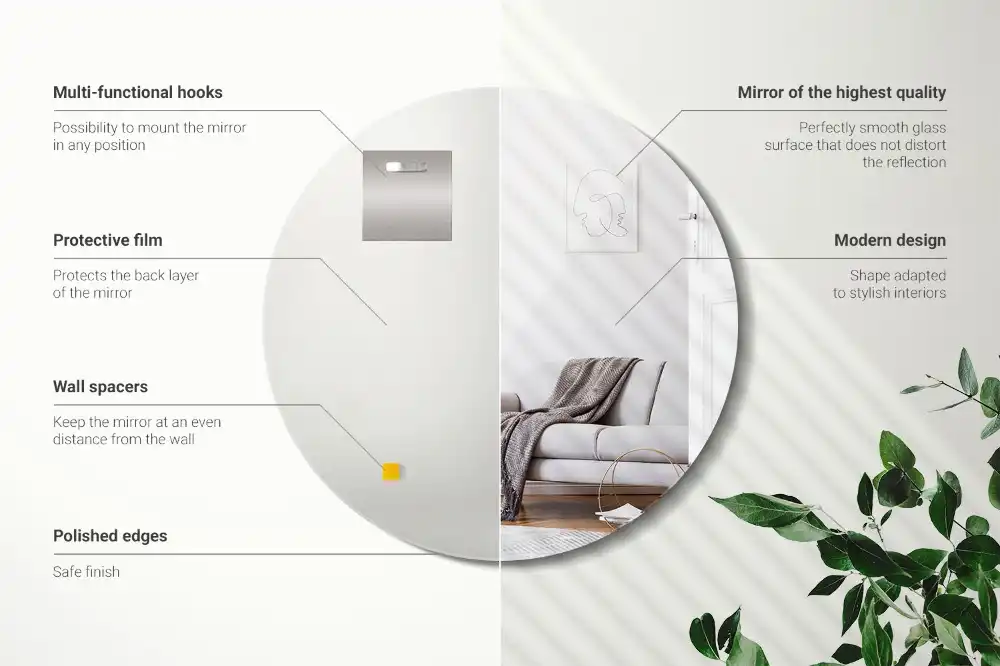 Round decorative mirror without frame