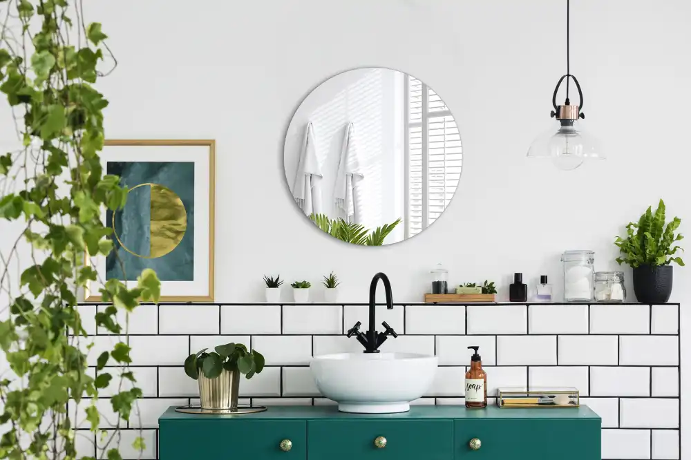 Round decorative mirror without frame