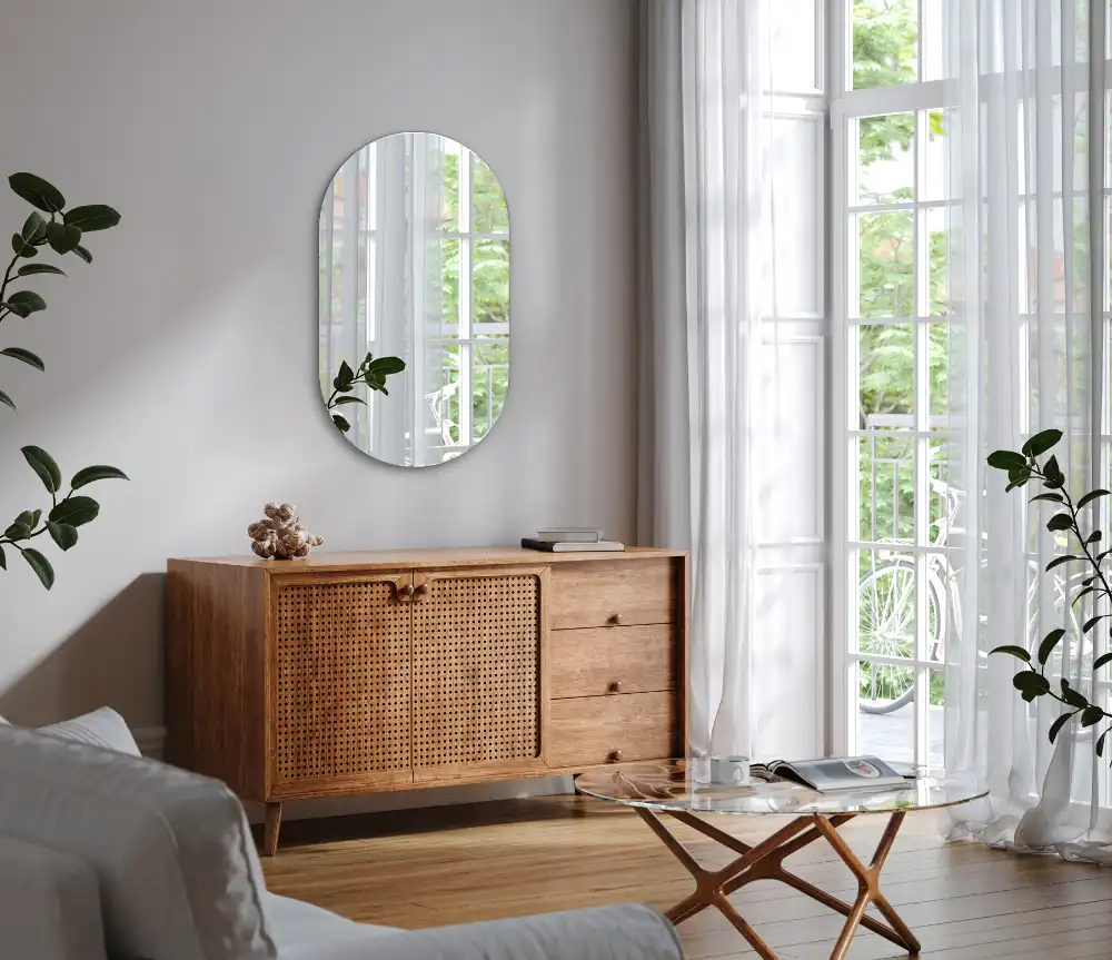 Oval full length mirror classic hanging