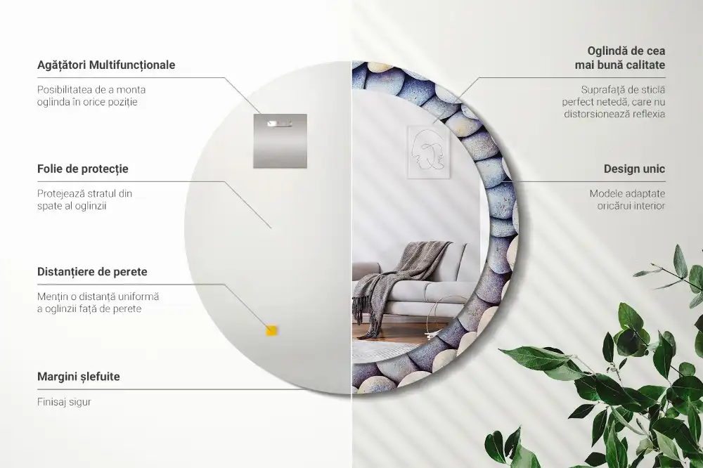 Round decorative mirror Sea stones circle