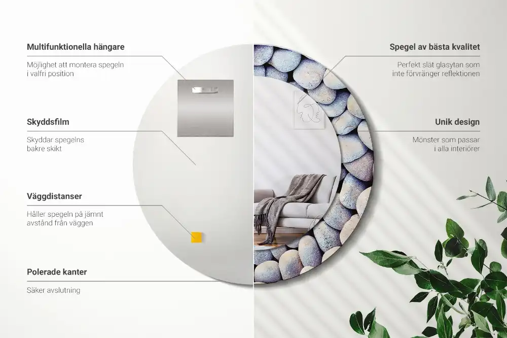 Round decorative mirror Sea stones circle