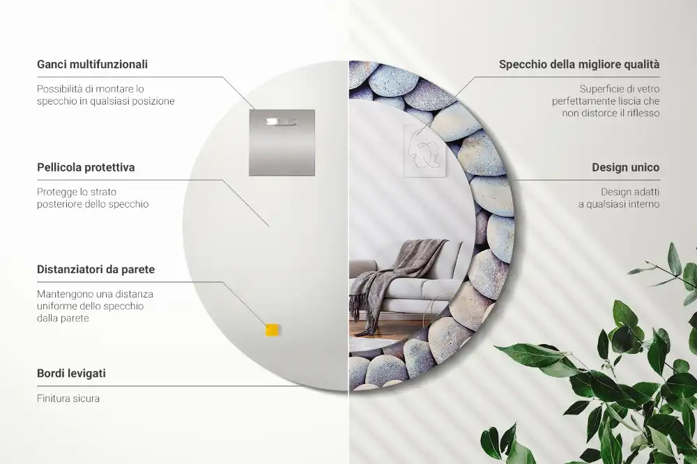 Round decorative mirror Sea stones circle