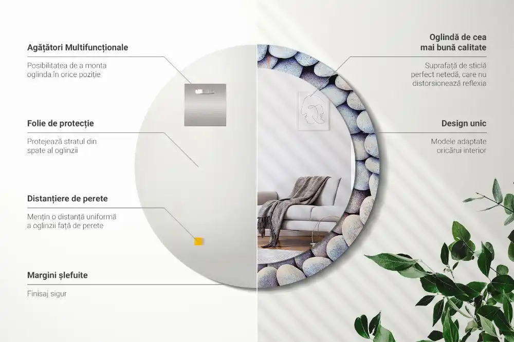 Round decorative mirror Sea stones circle