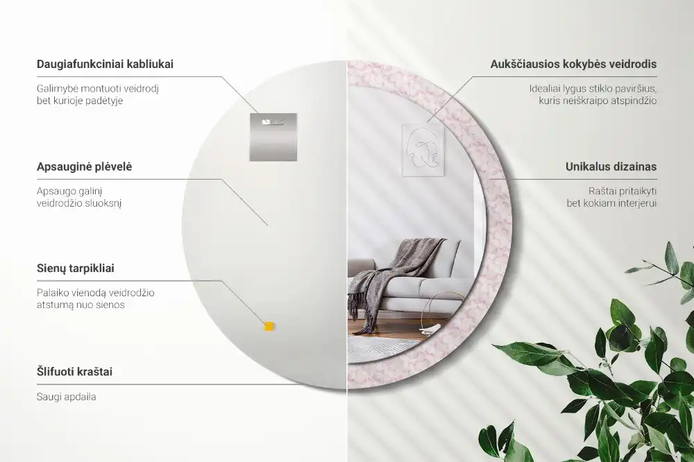 Round decorative mirror Flower petals