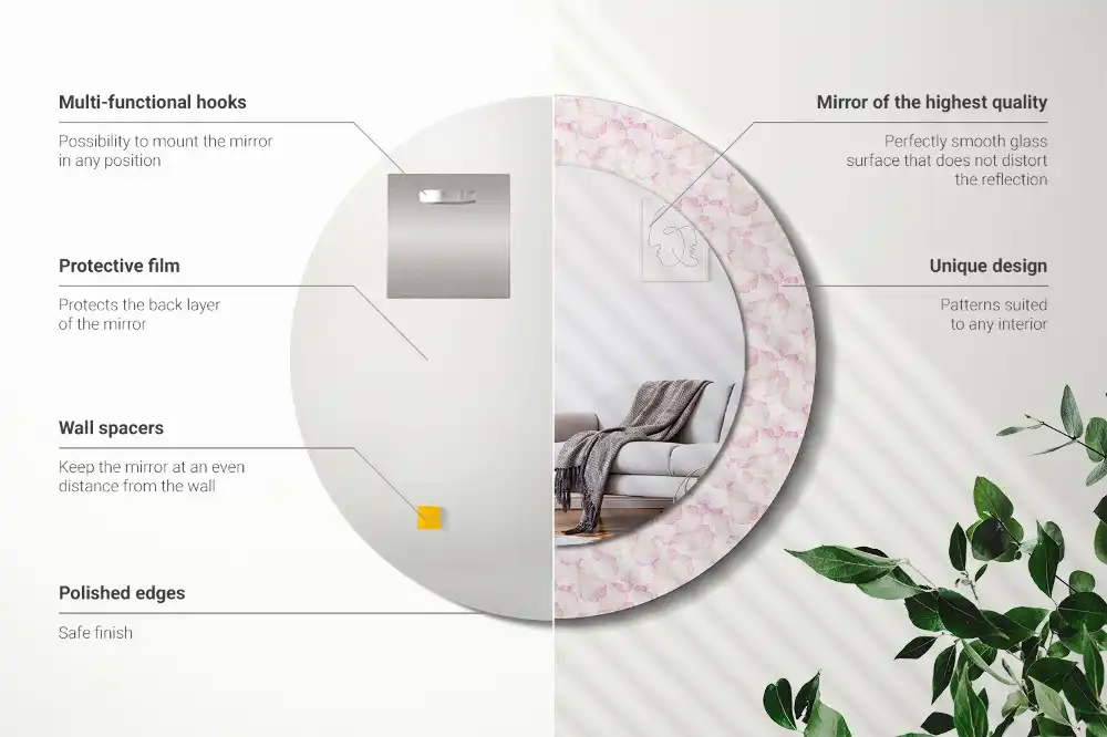 Round decorative mirror Flower petals